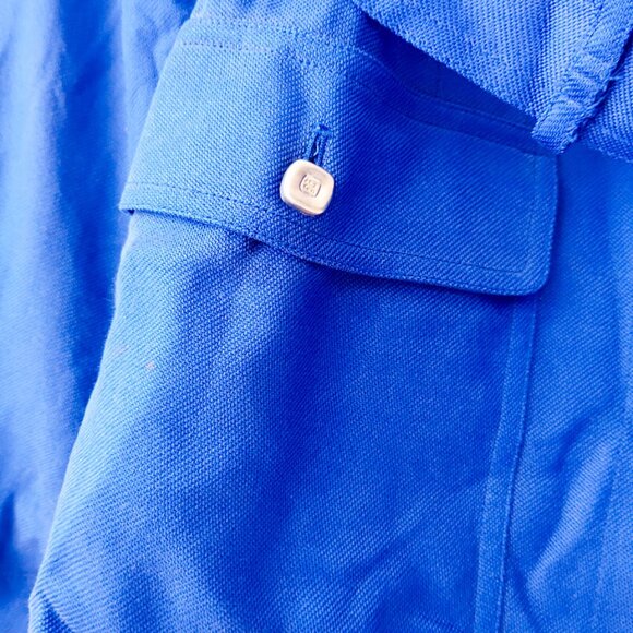 Dana B & Karen 100% Silk Royal Blue Belted Button-Up Shirt Jacket Women's Size 2 - Picture 3 of 8